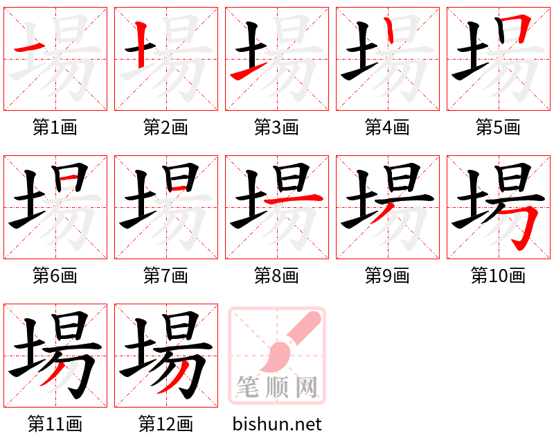 場 笔顺规范