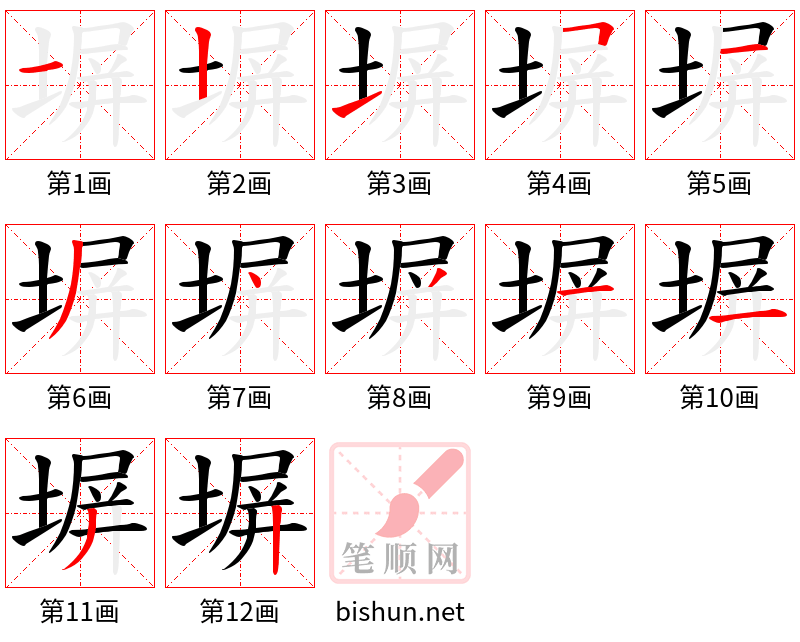 塀 笔顺规范