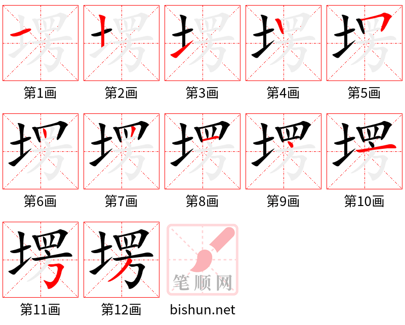 塄 笔顺规范