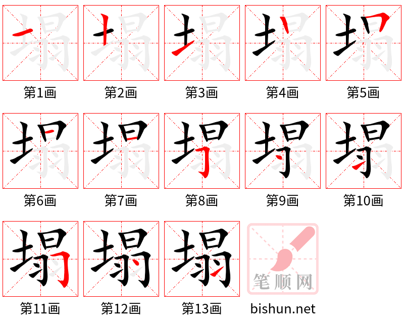 塌 笔顺规范