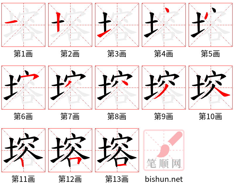 塎 笔顺规范