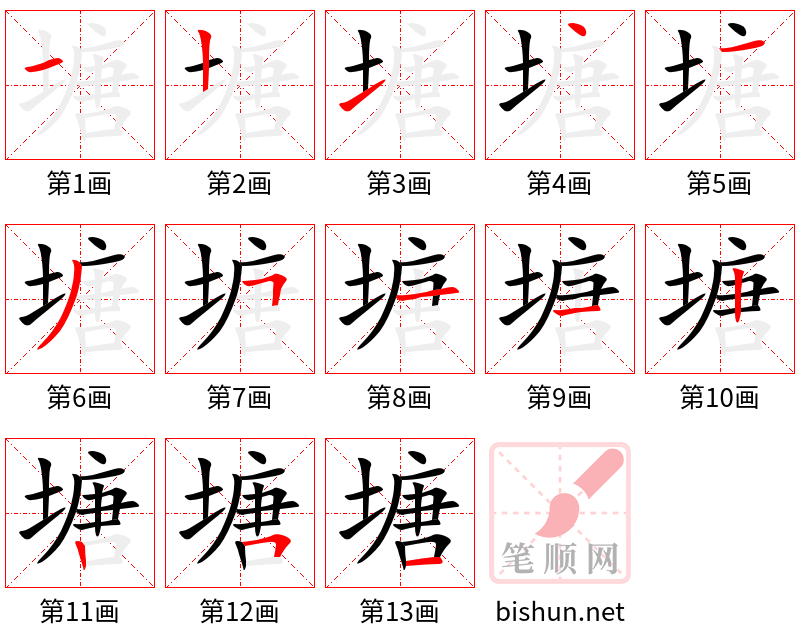 塘 笔顺规范