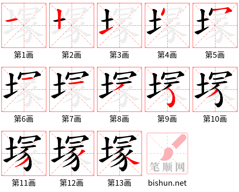 塜 笔顺规范