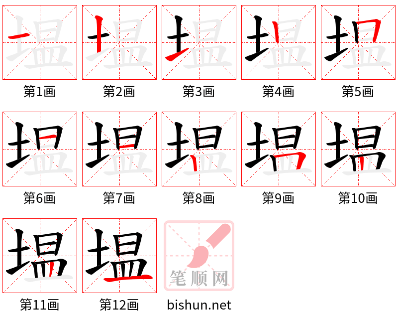 塭 笔顺规范