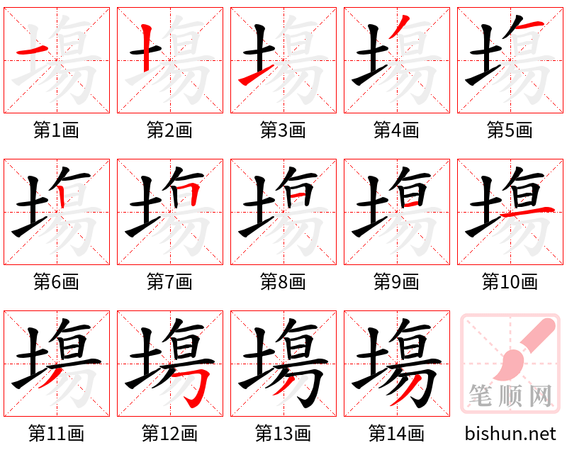 塲 笔顺规范