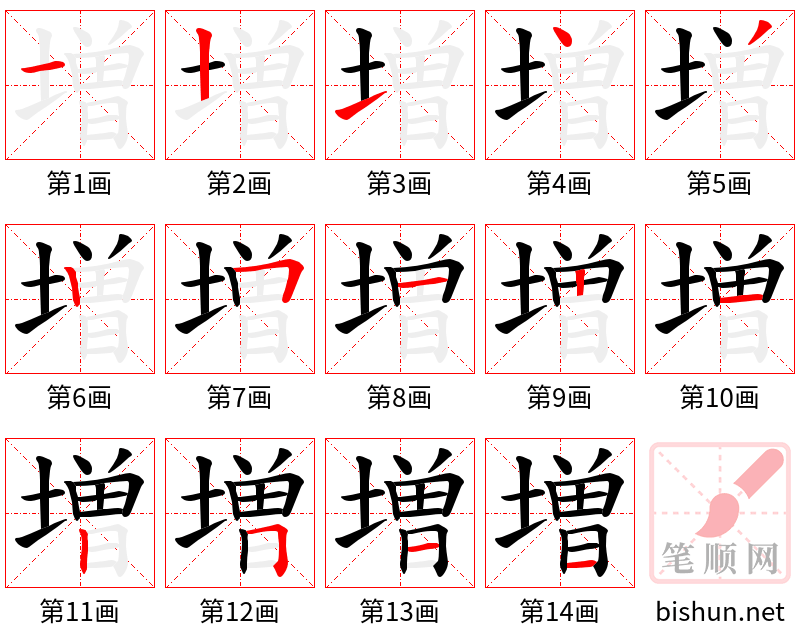 増 笔顺规范