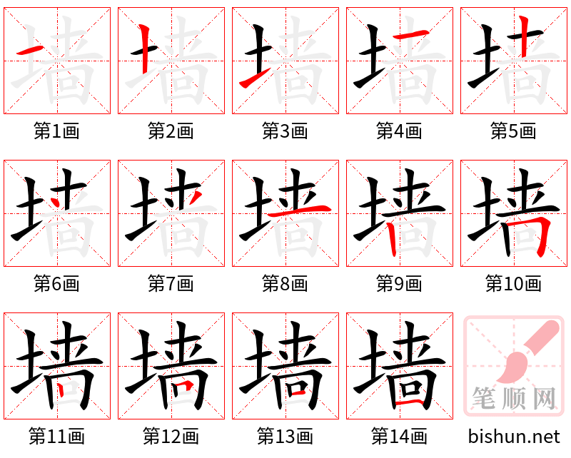 墙 笔顺规范