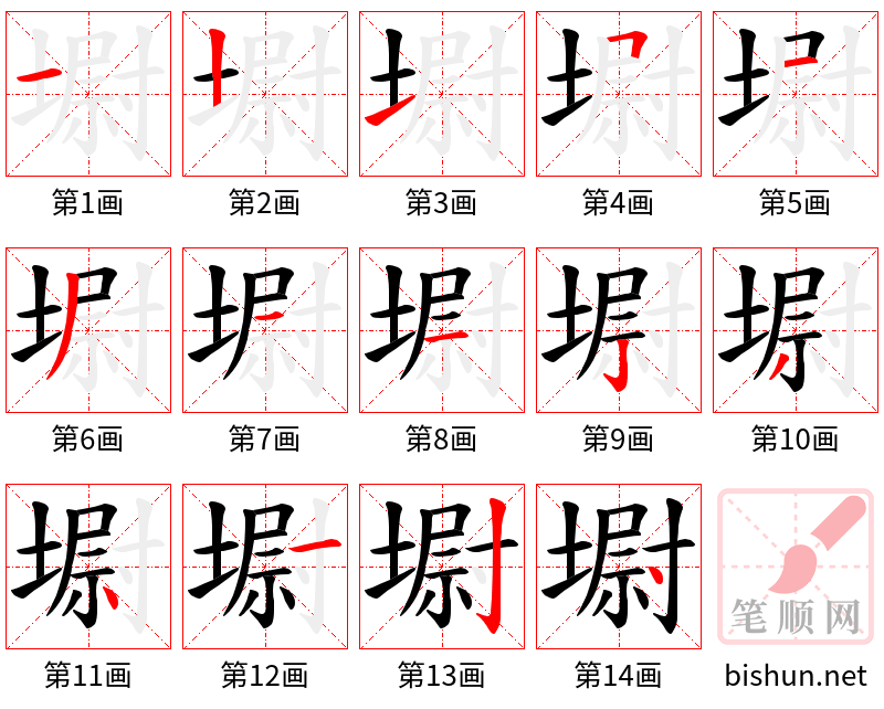 墛 笔顺规范