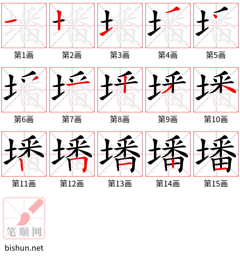 墦 笔顺规范