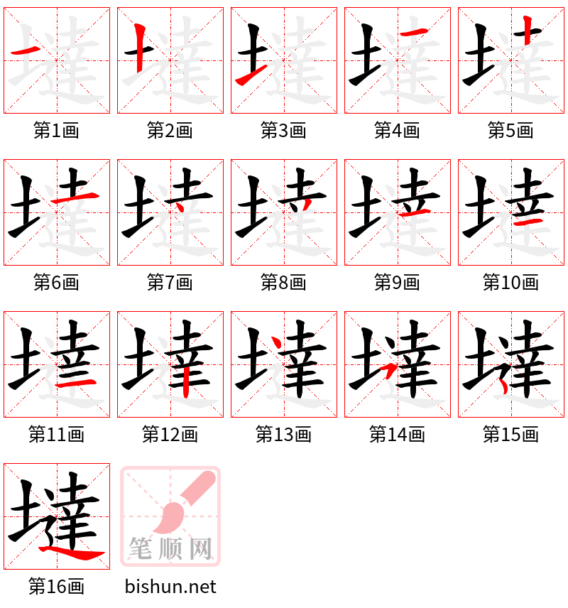 墶 笔顺规范