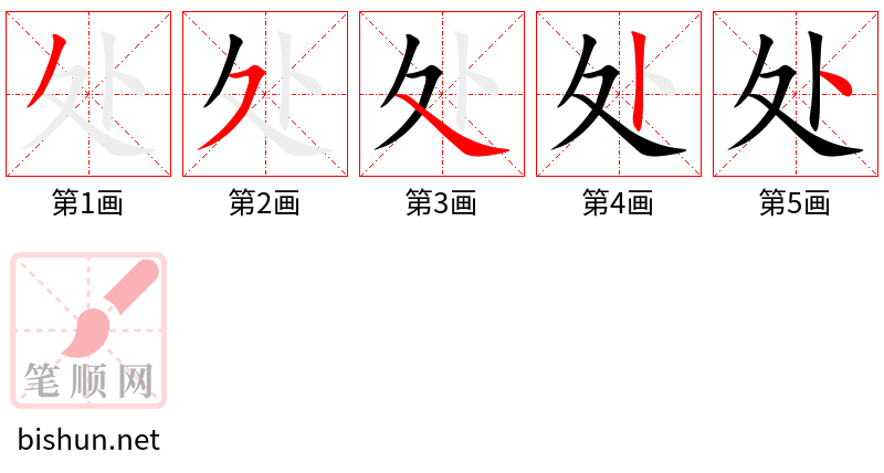 处 笔顺规范