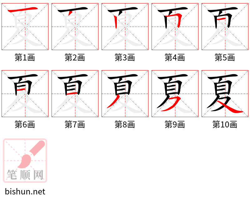 夏 笔顺规范