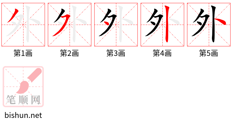 外 笔顺规范