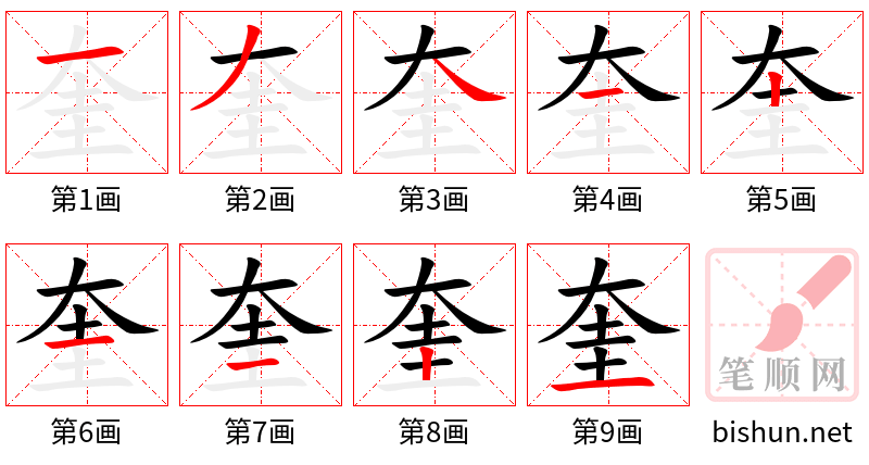 奎 笔顺规范