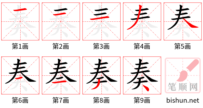 奏 笔顺规范