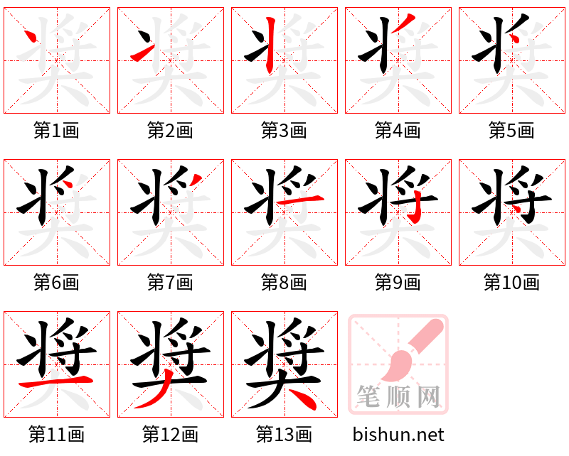 奨 笔顺规范