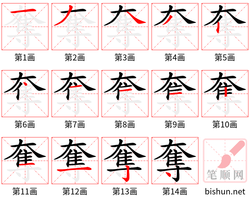 奪 笔顺规范