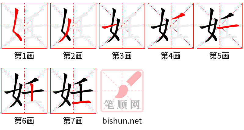 妊 笔顺规范