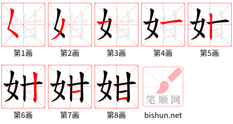 姏 笔顺规范