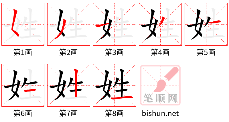 姓 笔顺规范