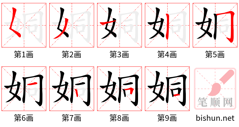 姛 笔顺规范