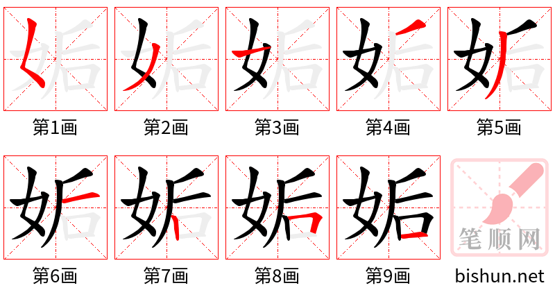 姤 笔顺规范