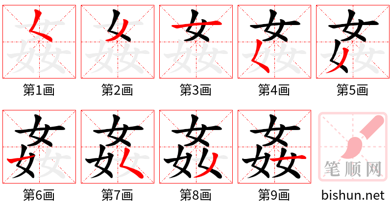 姦 笔顺规范