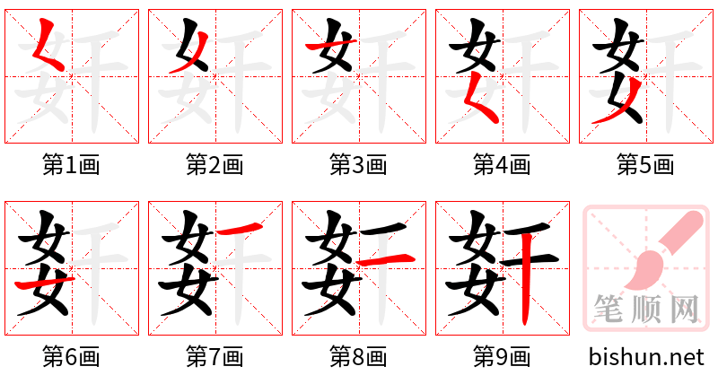 姧 笔顺规范