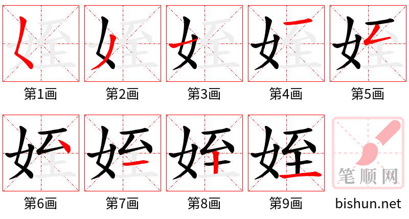 姪 笔顺规范