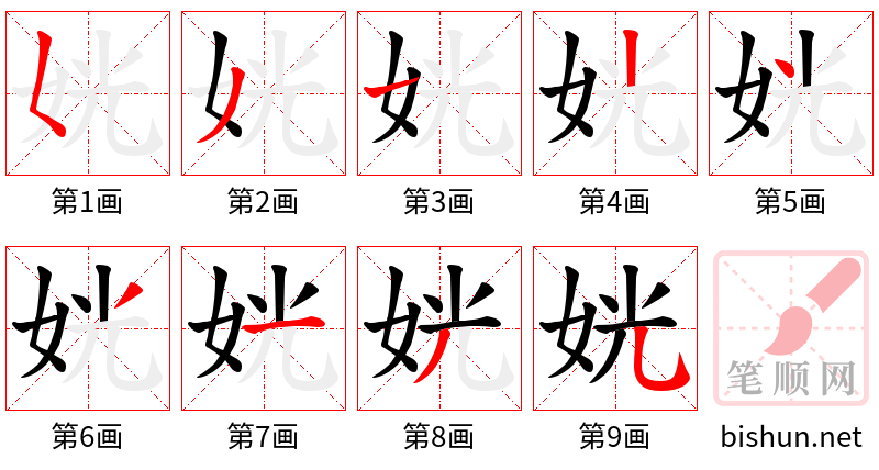 姯 笔顺规范