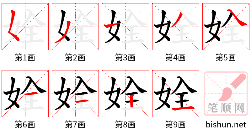 姾 笔顺规范