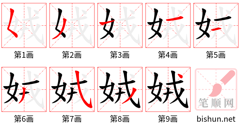 娀 笔顺规范