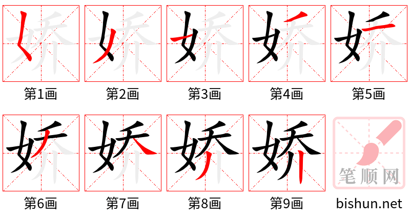 娇 笔顺规范