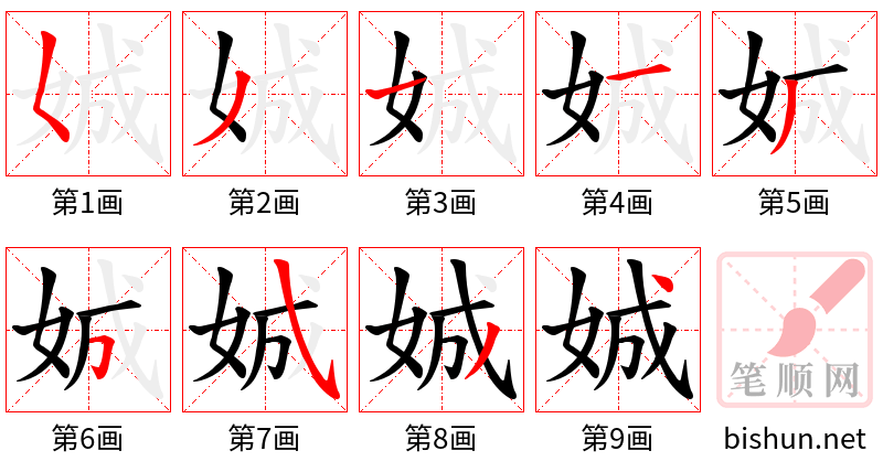 娍 笔顺规范