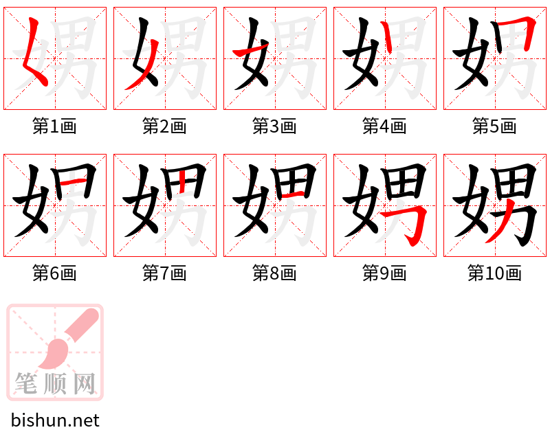 娚 笔顺规范