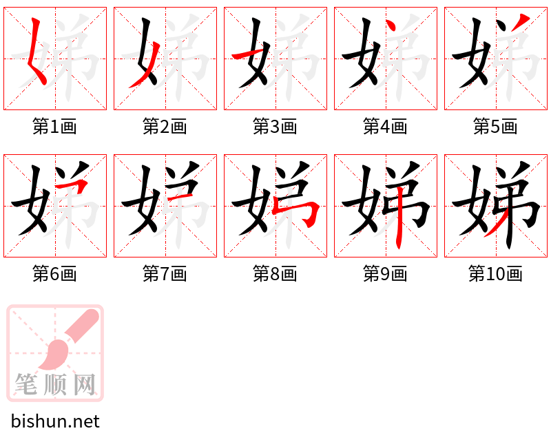 娣 笔顺规范