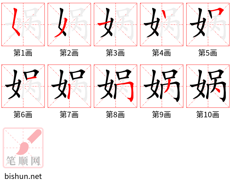 娲 笔顺规范