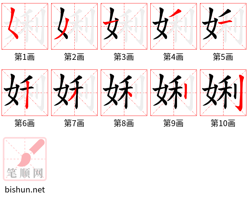 娳 笔顺规范