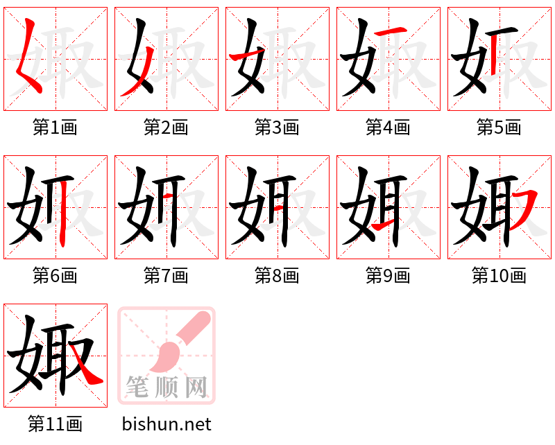 娵 笔顺规范