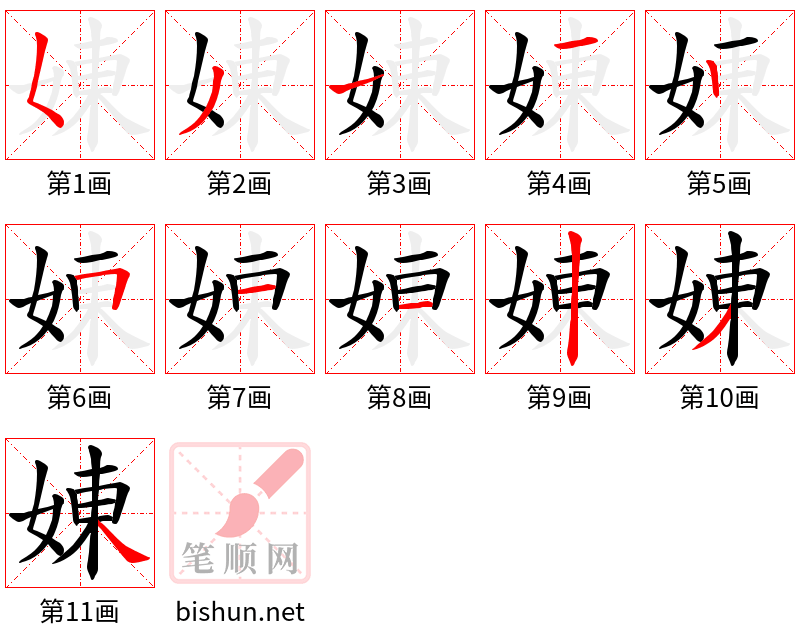 娻 笔顺规范