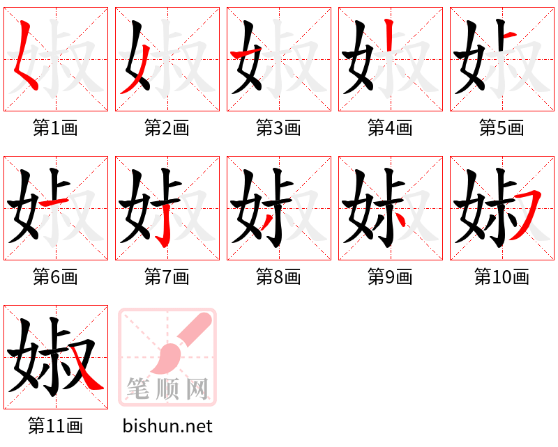 婌 笔顺规范