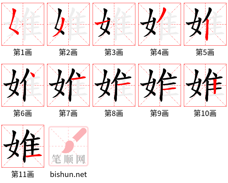 婎 笔顺规范