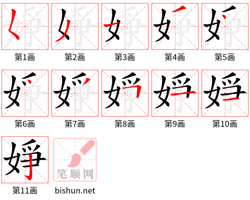 婙 笔顺规范