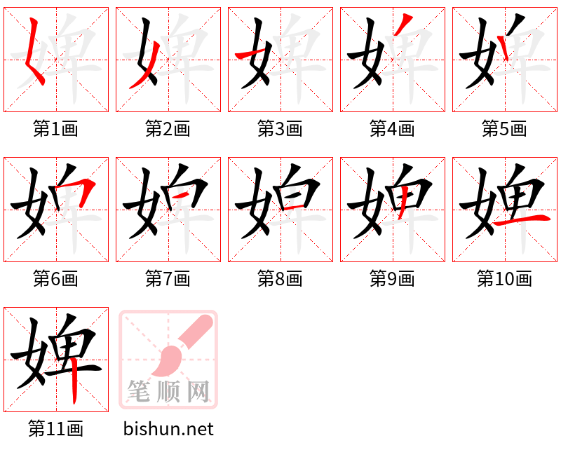 婢 笔顺规范