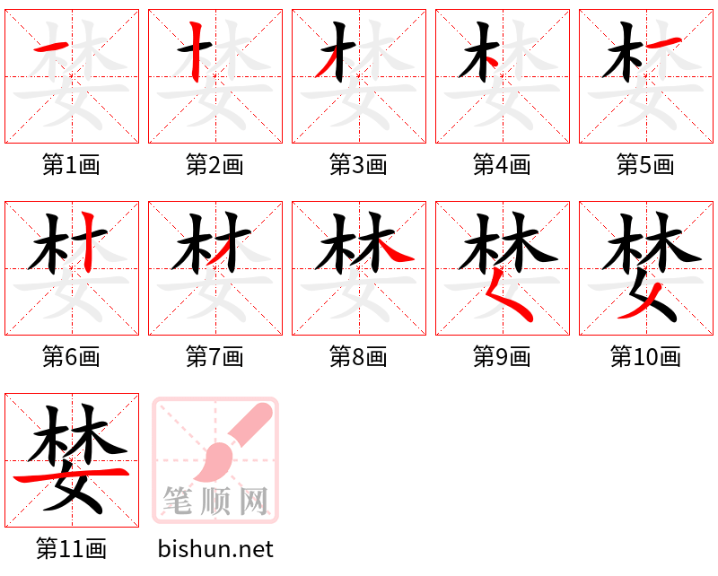 婪 笔顺规范