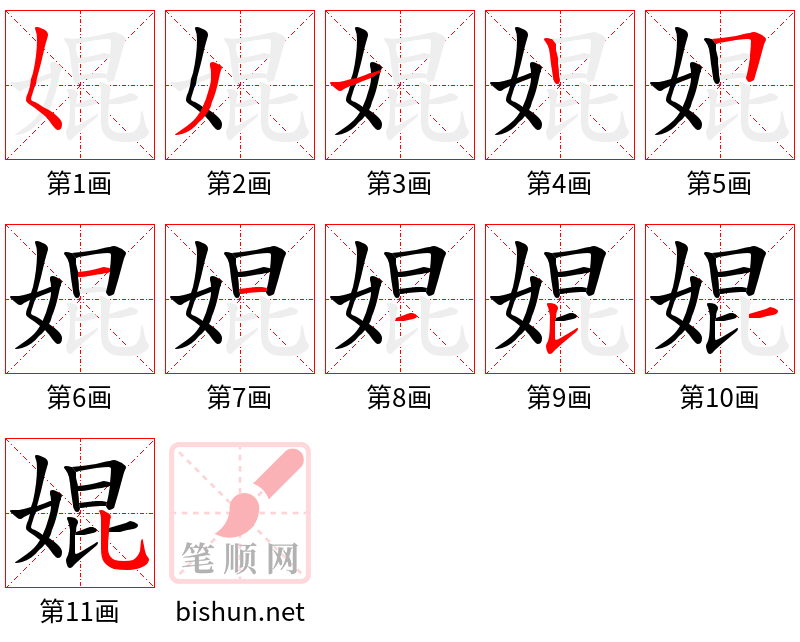 婫 笔顺规范