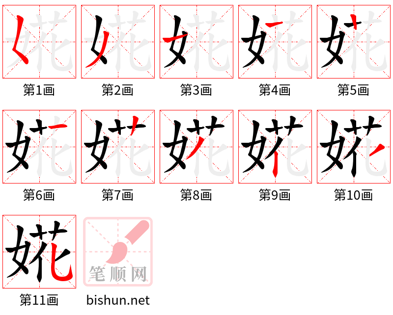 婲 笔顺规范