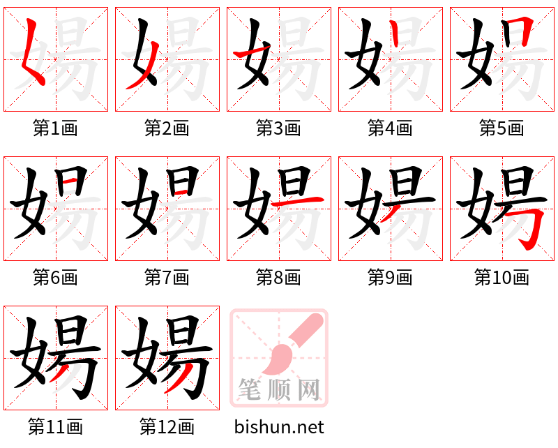 婸 笔顺规范