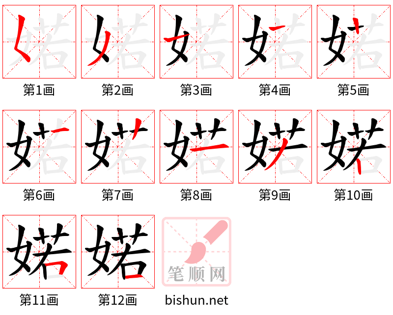 婼 笔顺规范