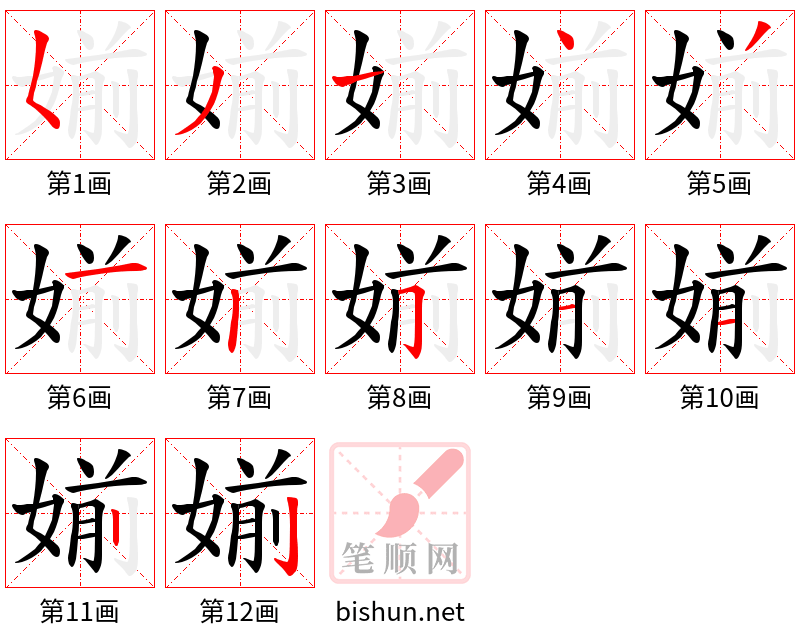 媊 笔顺规范